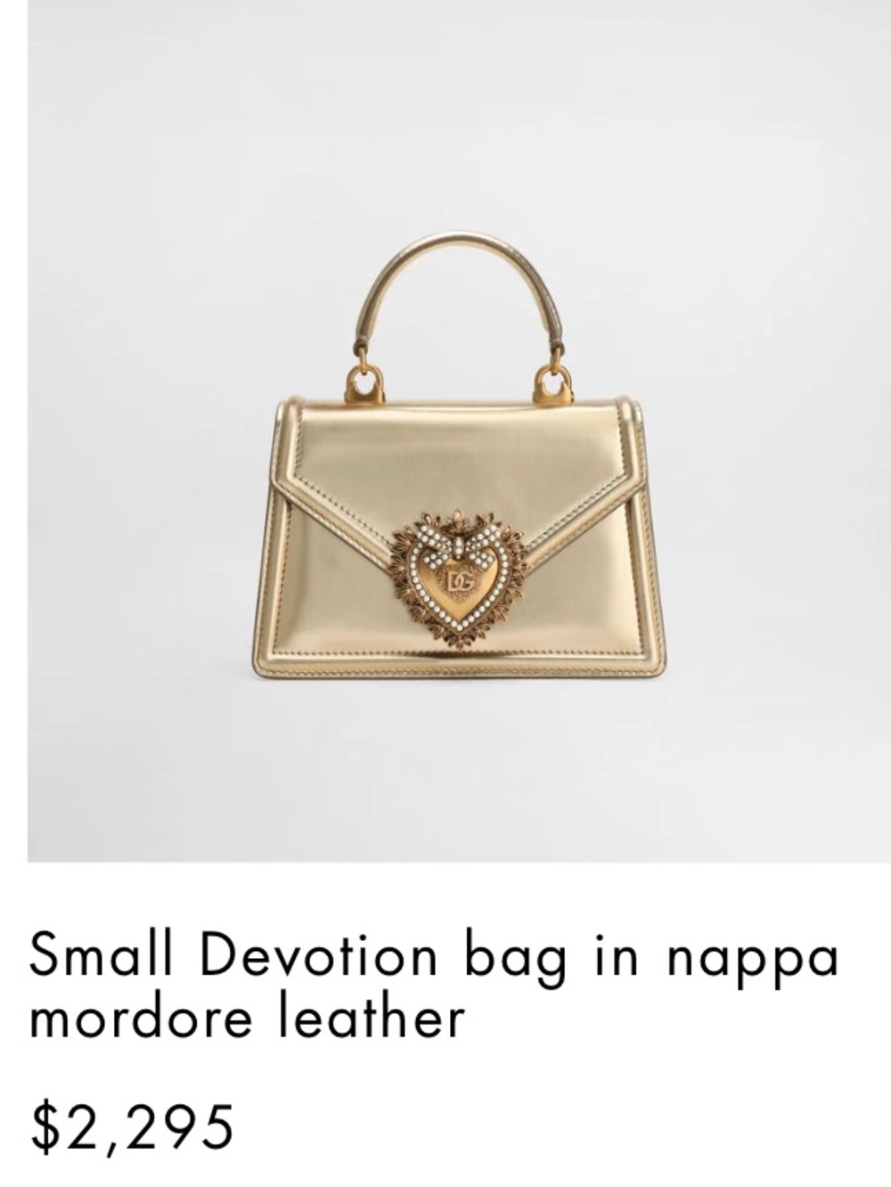 Dolce & Gabbana Small Devotion bag nappa mordore leather gold purse clutch D&G